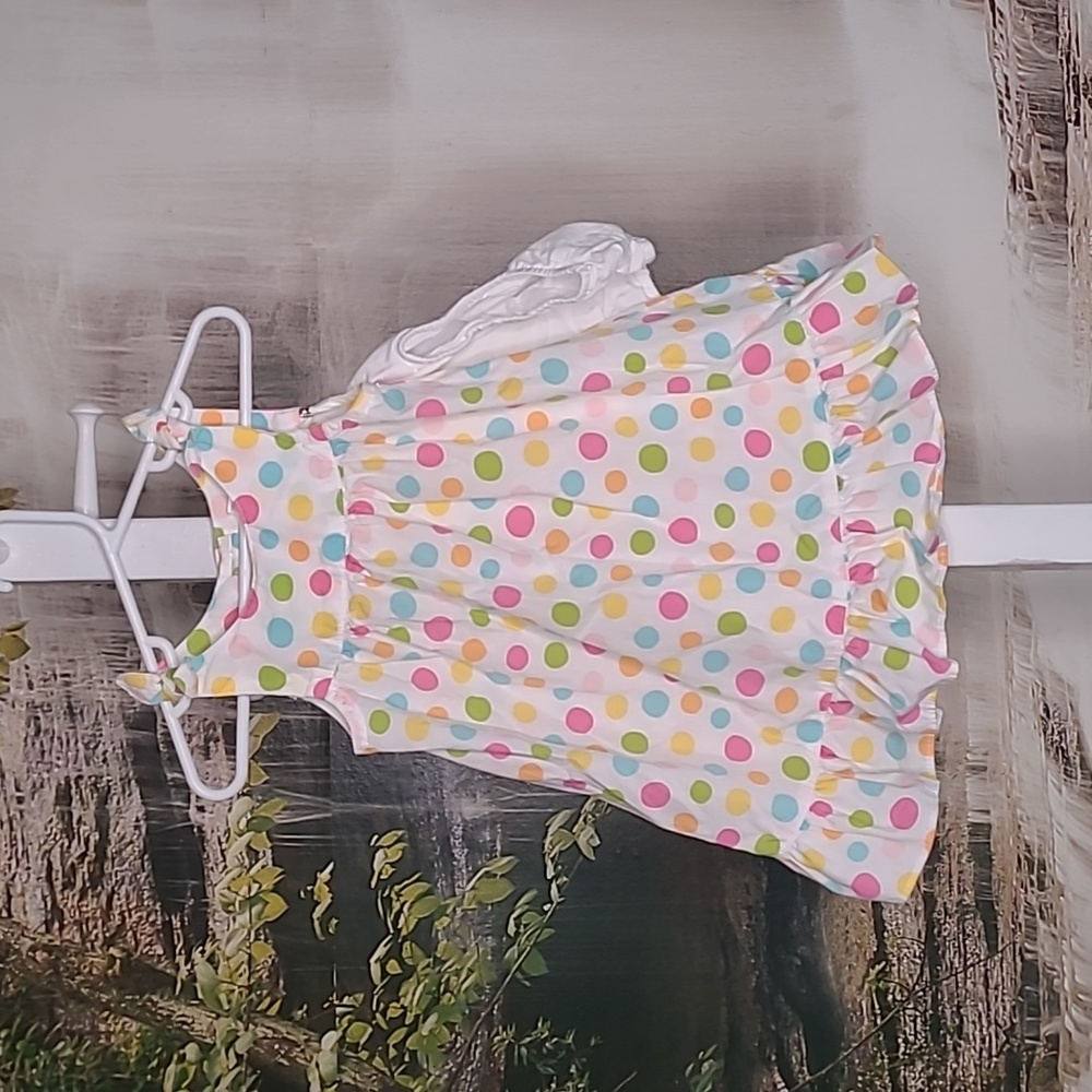 Gymboree Girls 12-18 month colorful bright fun polka dot ruffles dress & briefs